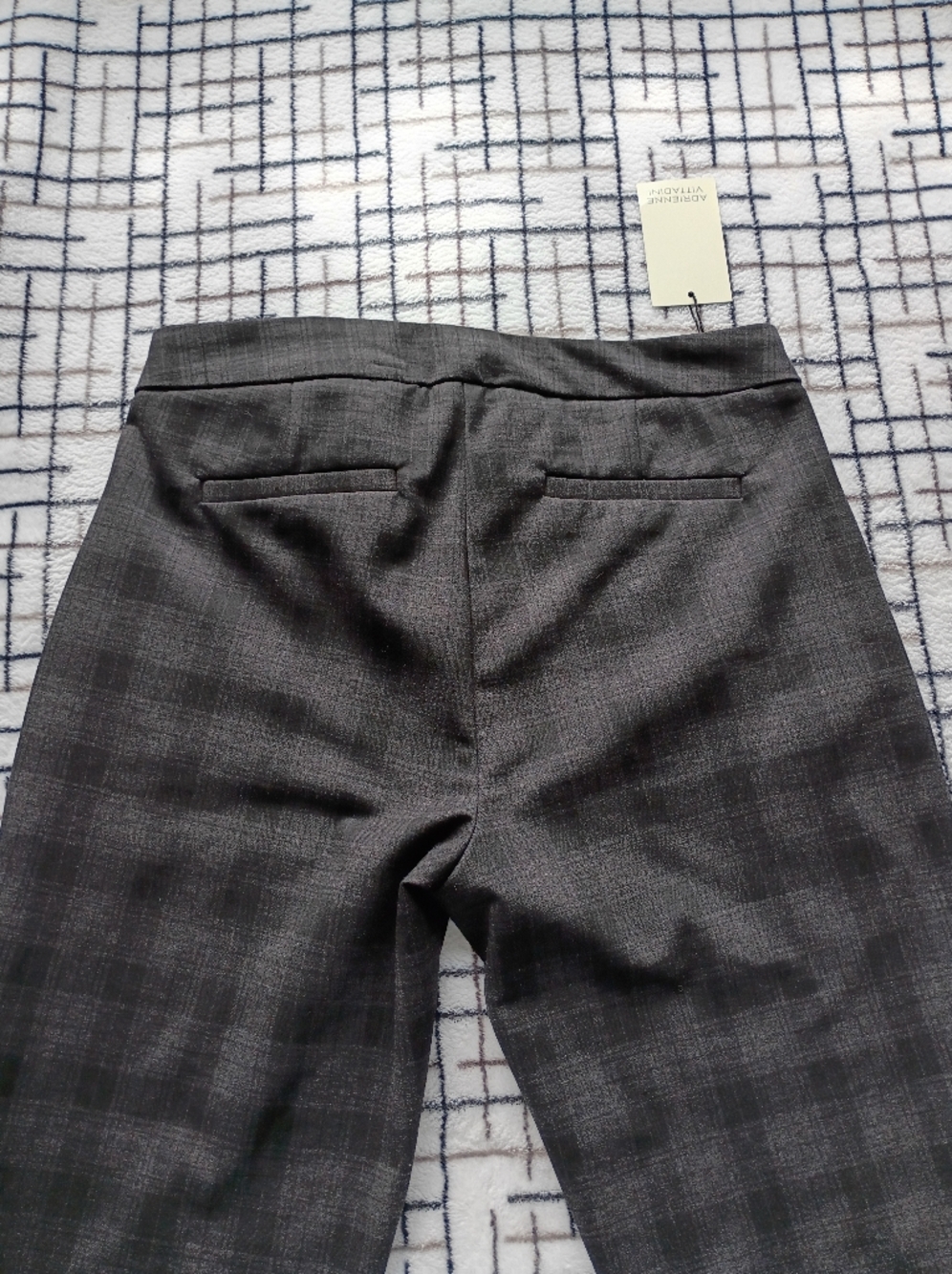 NWT…Adrienne Vittadini Gray Plaid Straight Leg Pants - Picture 2 of 10